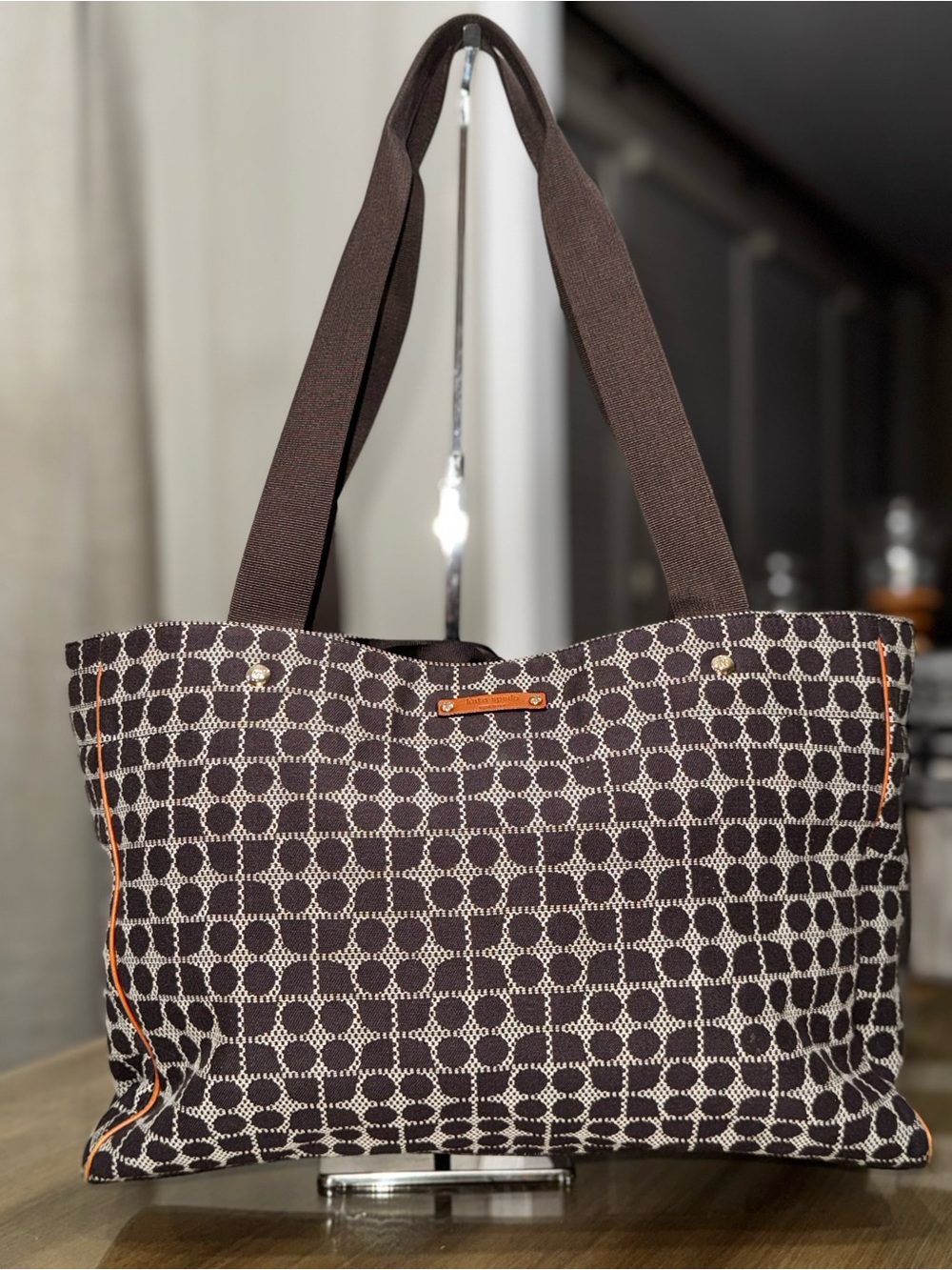 Kate Spade ♠️ New York Classic Dot Noel Canvas & Leather Trim Tote Shoulder Bag